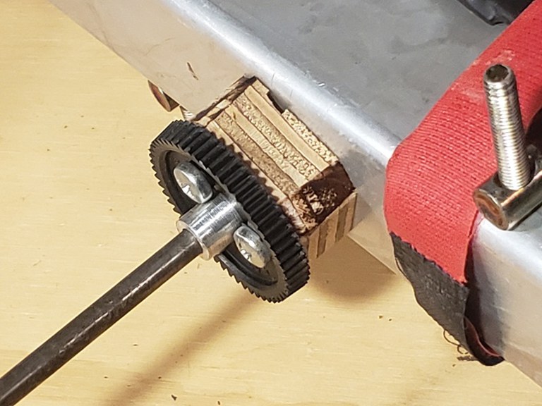 Crown gear to rotate the carousel on the Mark I