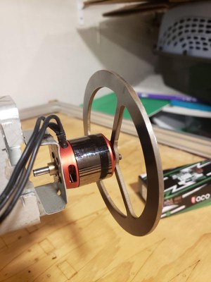 Flywheel on motor Flywheel on motor